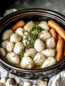 Einfacher Crockpot Knoblauch Kräuterhühnchen & Gemüse
