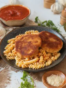 DDR Makkaroni mit Tomatensoße und Jägerschnitzel