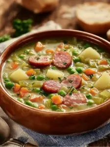 Deftige Erbsensuppe nach Großmutters Art
