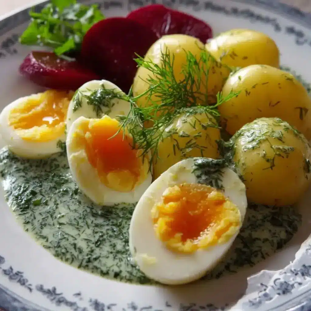 Eier in Dillsoße mit Kartoffeln