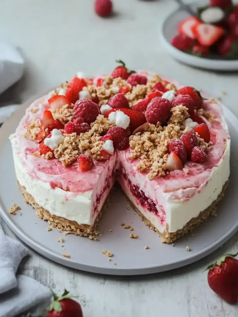 Erdbeer Crunch Käsekuchen