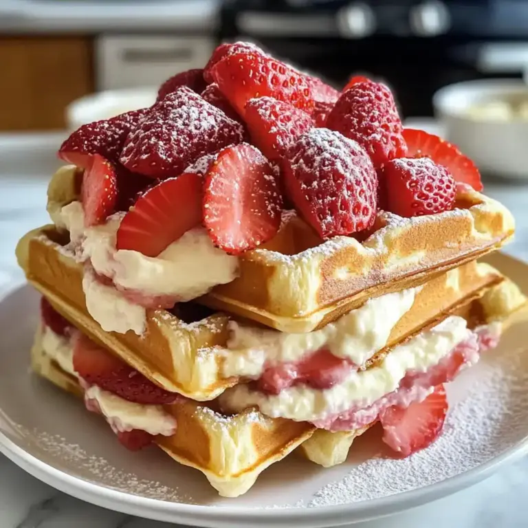 Erdbeer-Käsekuchen gefüllte Waffeln