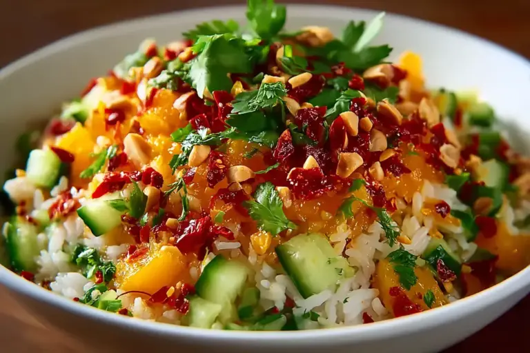 Erdnuss Chili Reissalat