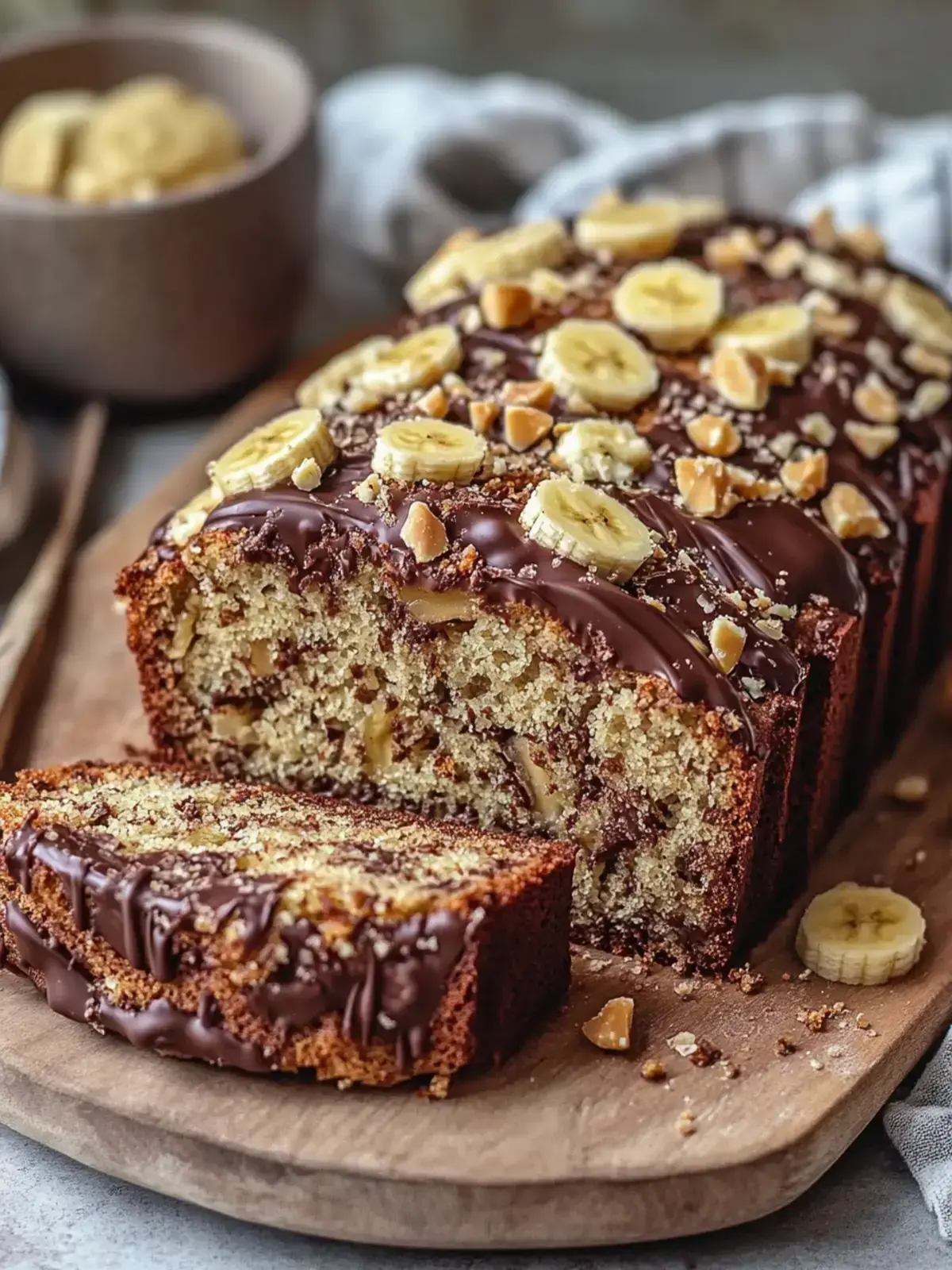 Erdnussbutter Schokoladenstückchen Bananenbrot