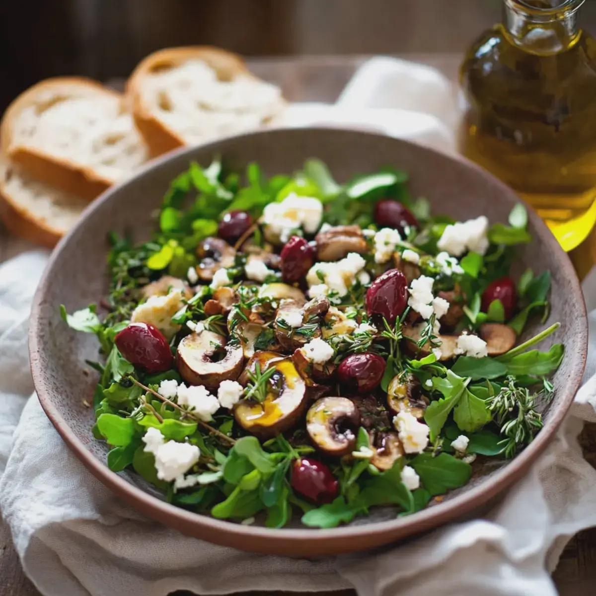 Feldsalat mit gebratenen Pilzen