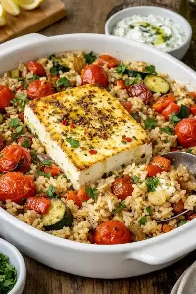 Feta Gemüse Reis aus dem Ofen