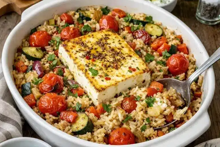 Feta Gemüse Reis aus dem Ofen