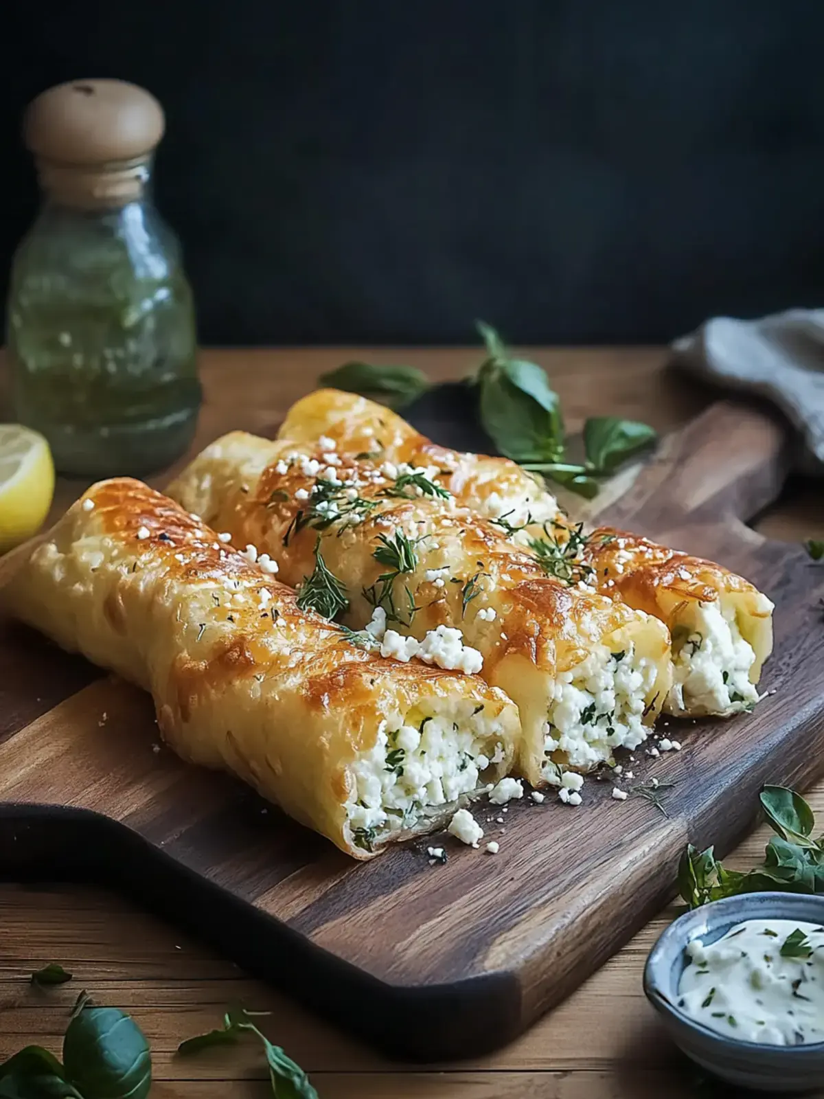 Einfache Schnelle Feta-Röllchen für einen köstlichen Snack 2 Feta-Röllchen