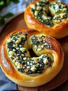 Herzhafte Feta-Spinat-Brezel