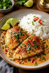 Fischfilets in cremiger Kokos-Curry-Sauce