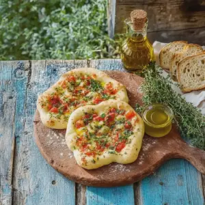 Fladenbrot mit Tomaten und Knoblauchbutter