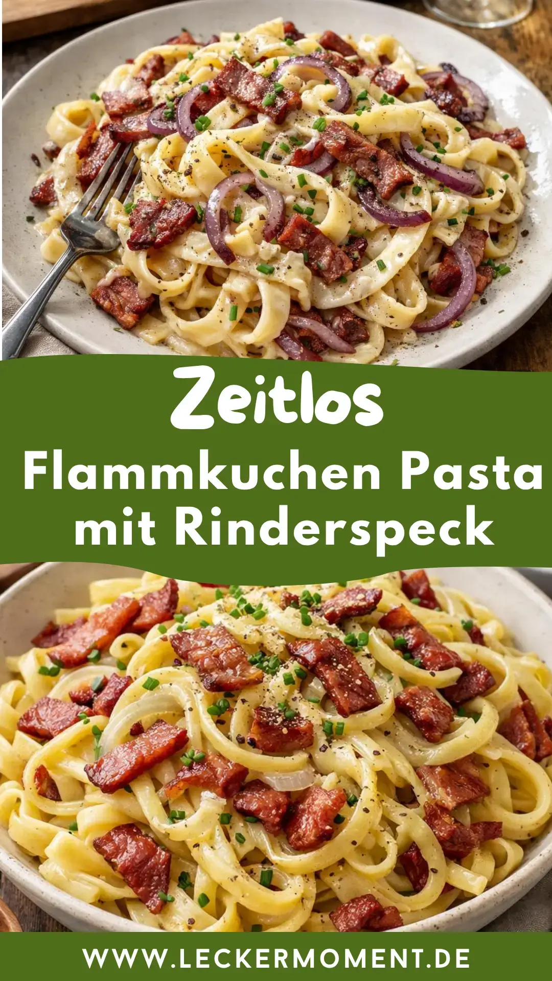 Flammkuchen Pasta mit Rinderspeck