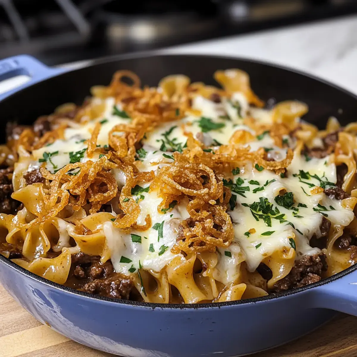 Französische Zwiebel Pasta