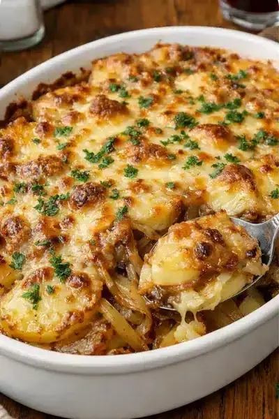 Französischer Zwiebel Kartoffelauflauf
