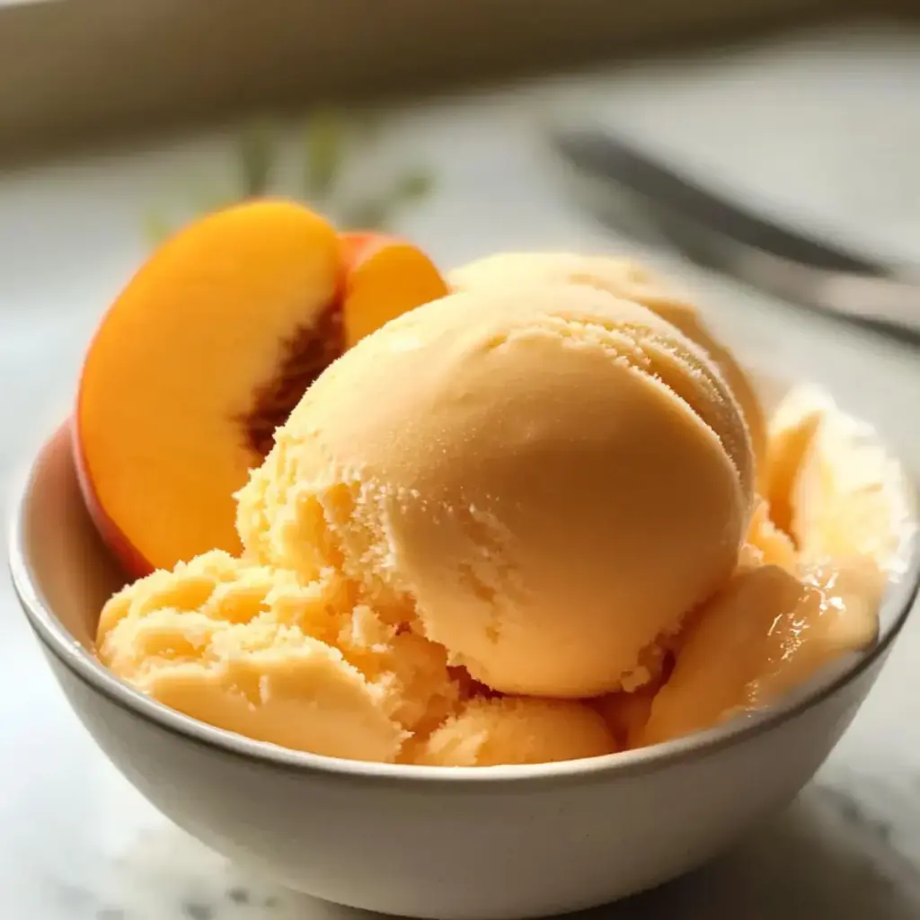 Frischer Pfirsich-Sorbet