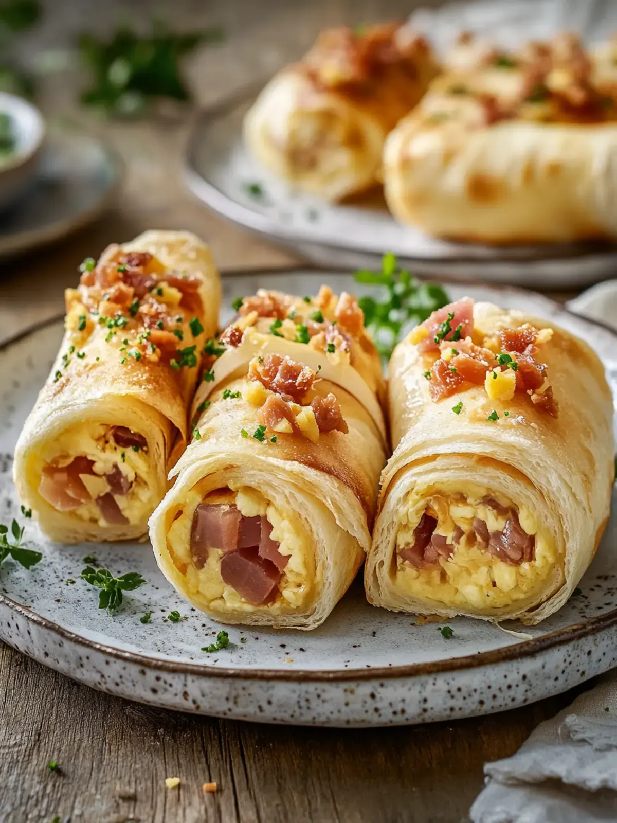 Frühstücksrollen mit Rührei und Speck - Einfach und lecker! 2 Frühstücksrollen mit Rührei und Speck