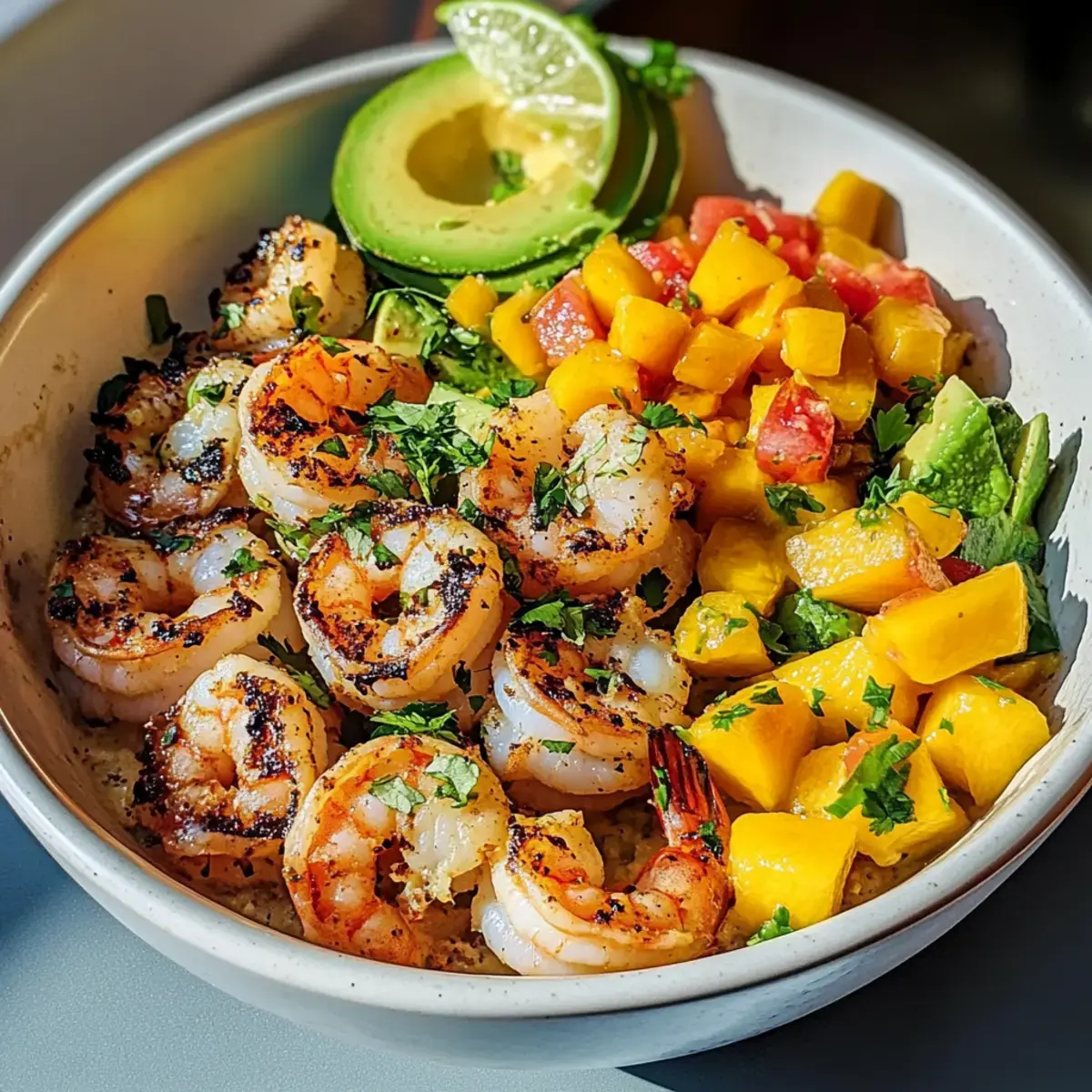 Garnelen Avocado Schalen mit Mangosalsa