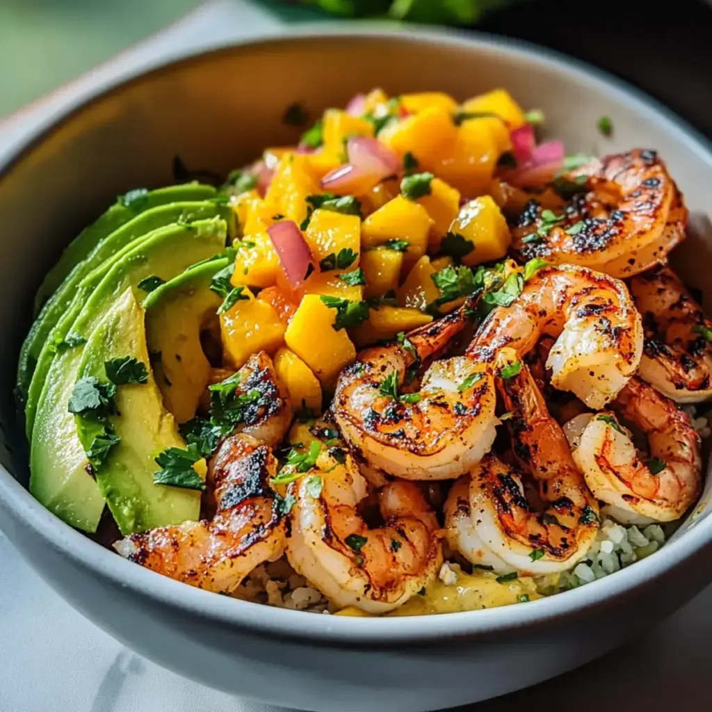 Garnelen Avocado Schalen mit Mangosalsa