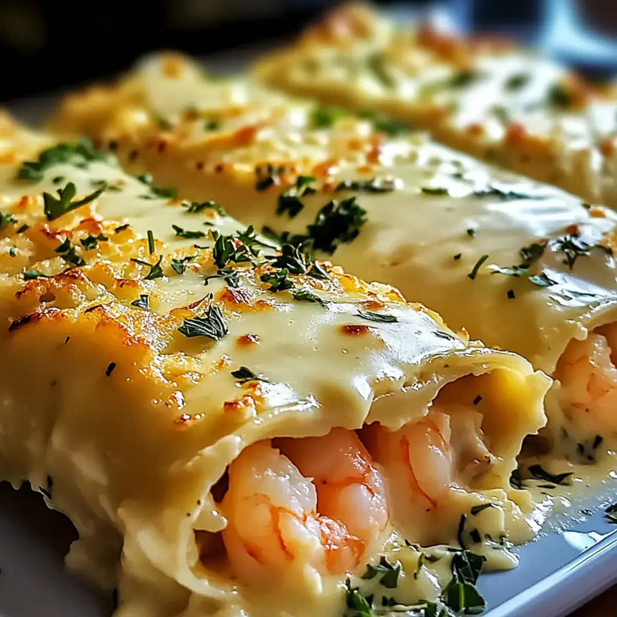 Leckere Haus Genussvolle Garnelen- und Krabben-Alfredo-Lasagne 2 Garnelen und Krabben Alfredo Lasagne
