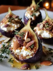 Gebackene Feigen mit Ziegenkäse und gerösteten Mandeln