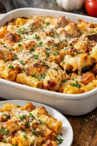 Gebackene Hähnchen-Parmesan-Pasta – Cremiger Ofengenuss für die ganze Familie 2 Gebackene Hähnchen-Parmesan-Pasta
