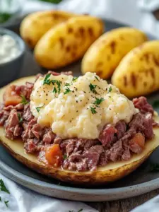 Köstliche gefüllte Süßkartoffel mit Hackfleisch