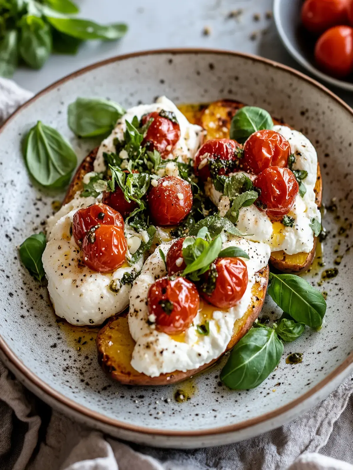 Gefüllte Süßkartoffeln mit Burrata – Einfach und lecker 2 Gefüllte Süßkartoffeln mit Burrata