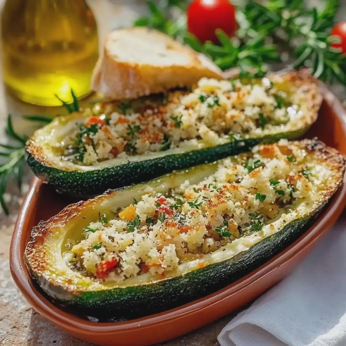 Gefüllte Zucchini mit Couscous und Feta zubereiten 2 Gefüllte Zucchini mit Couscous