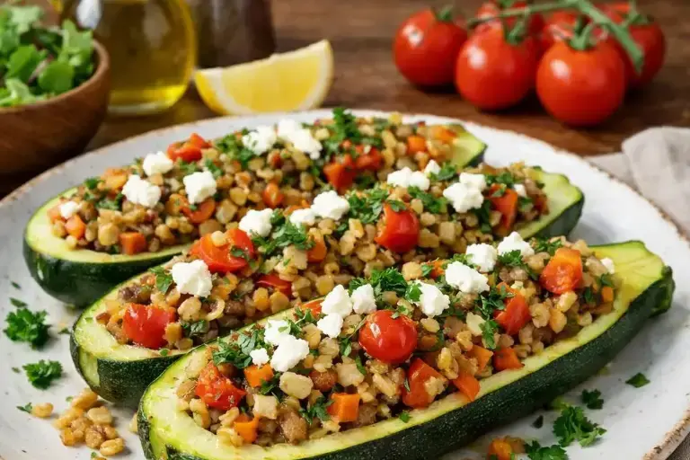 Gefüllte Zucchini mit Grünkern