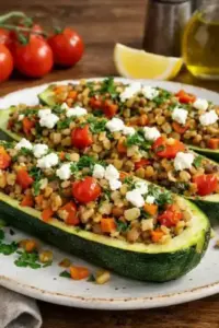 Gefüllte Zucchini mit Grünkern