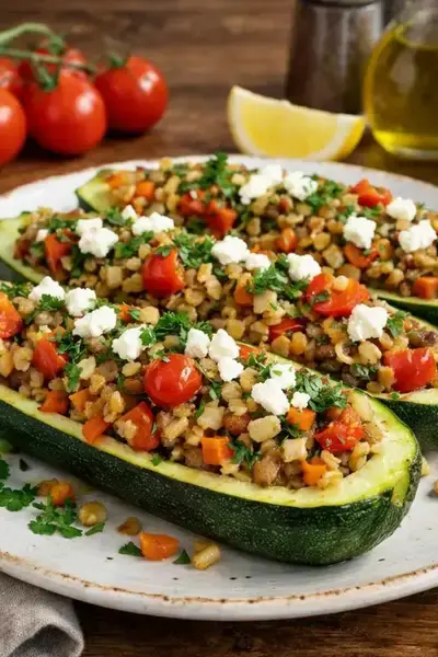 Gefüllte Zucchini mit Grünkern