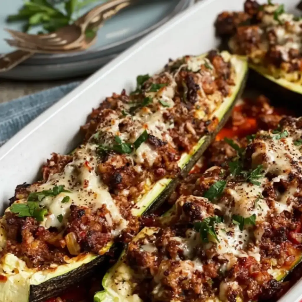 Gefüllte Zucchini mit Hackfleisch