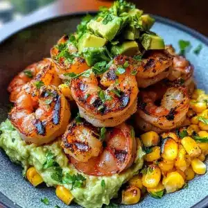 Gegrillte Garnelen Schüssel mit Avocado und Salsa
