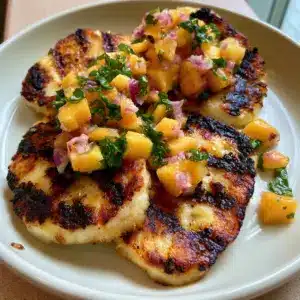 Gegrillter Halloumi mit Pfirsichsalsa