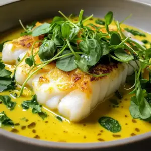 Gelber Curry Pochierter Kabeljau