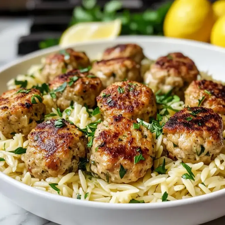 Griechische Hähnchenfleischbällchen mit Orzo