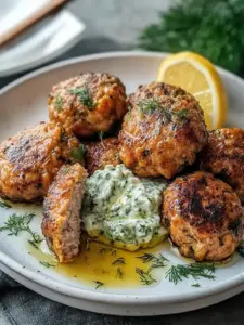 Gebratene griechische Linsenfrikadellen mit Tzatziki