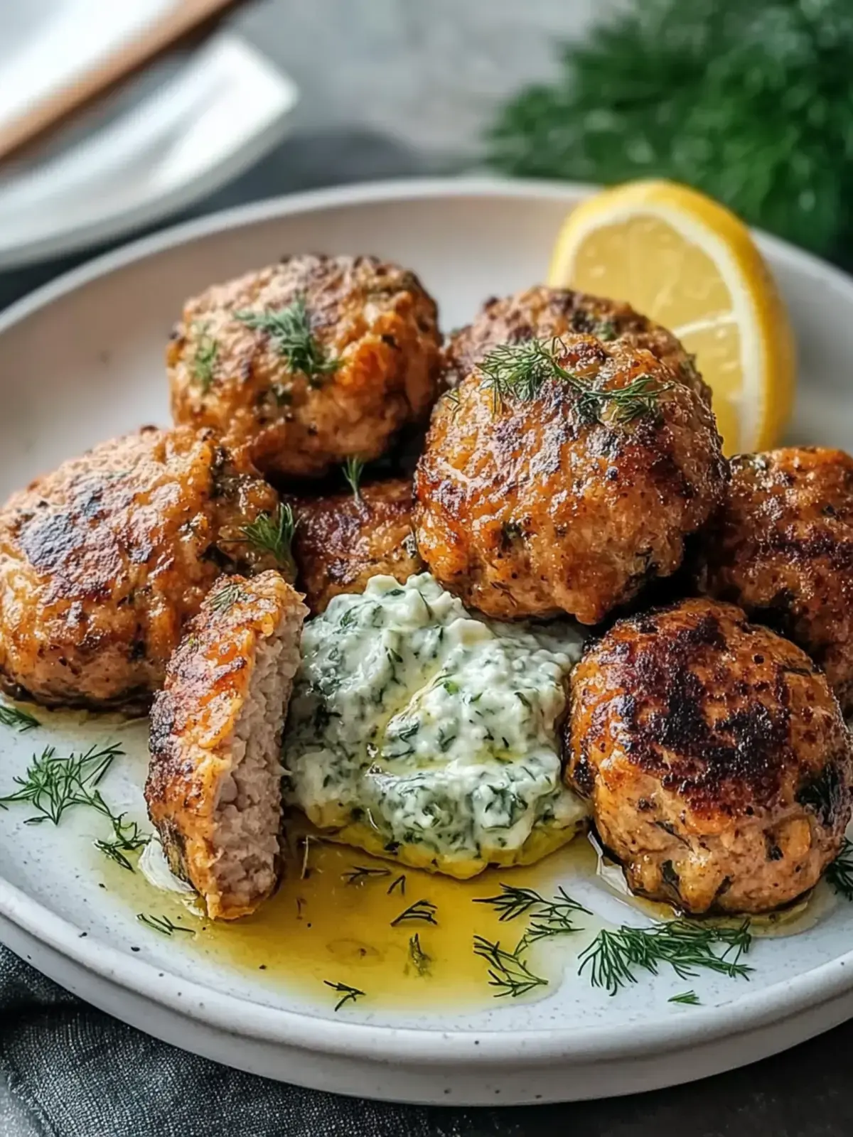 Gebratene griechische Linsenfrikadellen mit Tzatziki: Lecker und Gesund! 2 Griechische Linsenfrikadellen