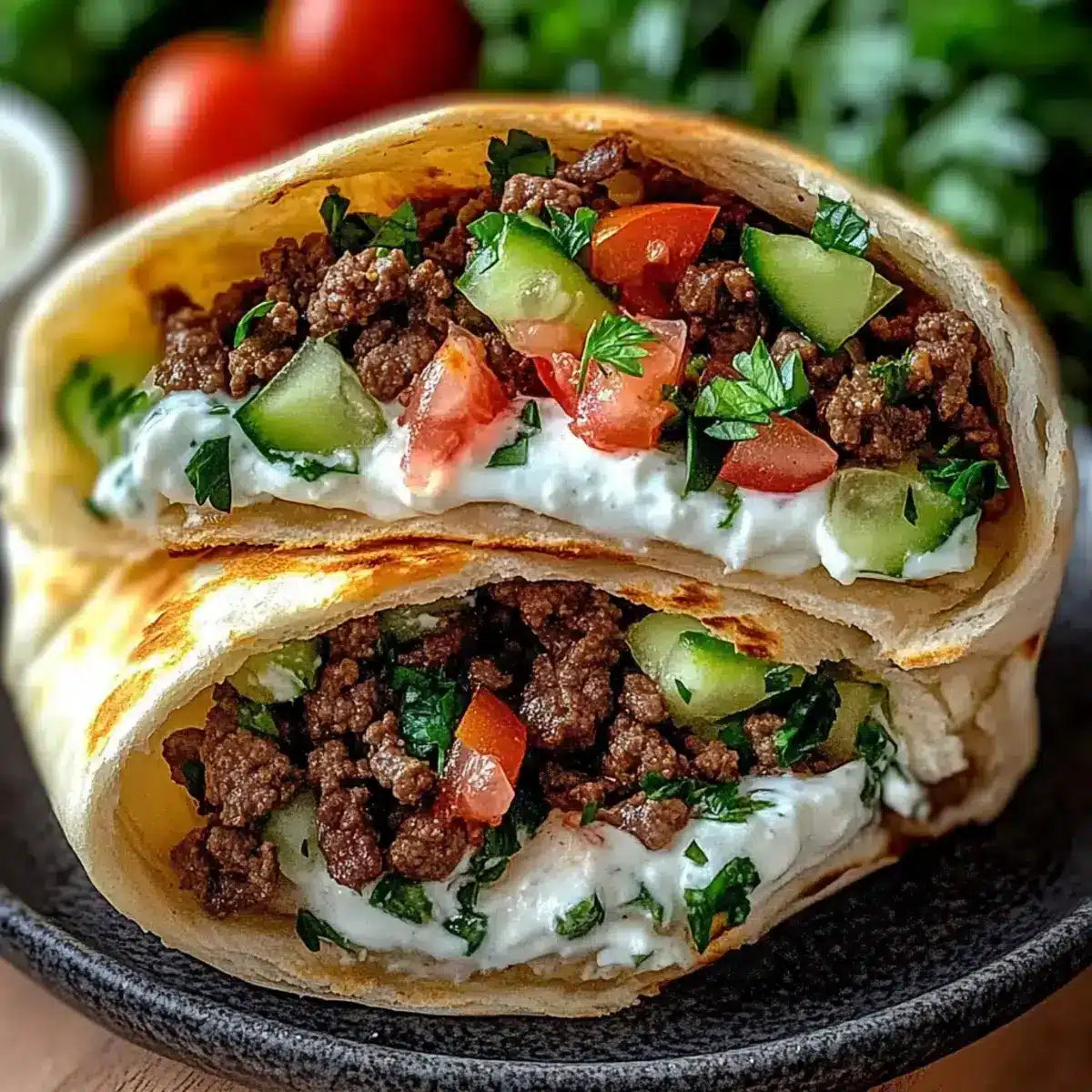 Griechische Rindfleisch gefüllte Pita