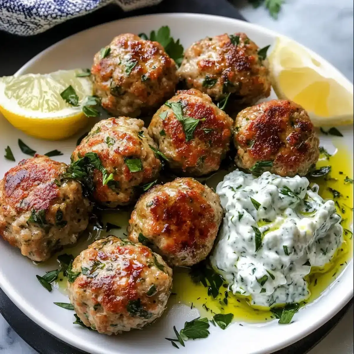 Griechische Truthahnfrikadellen mit Tzatziki