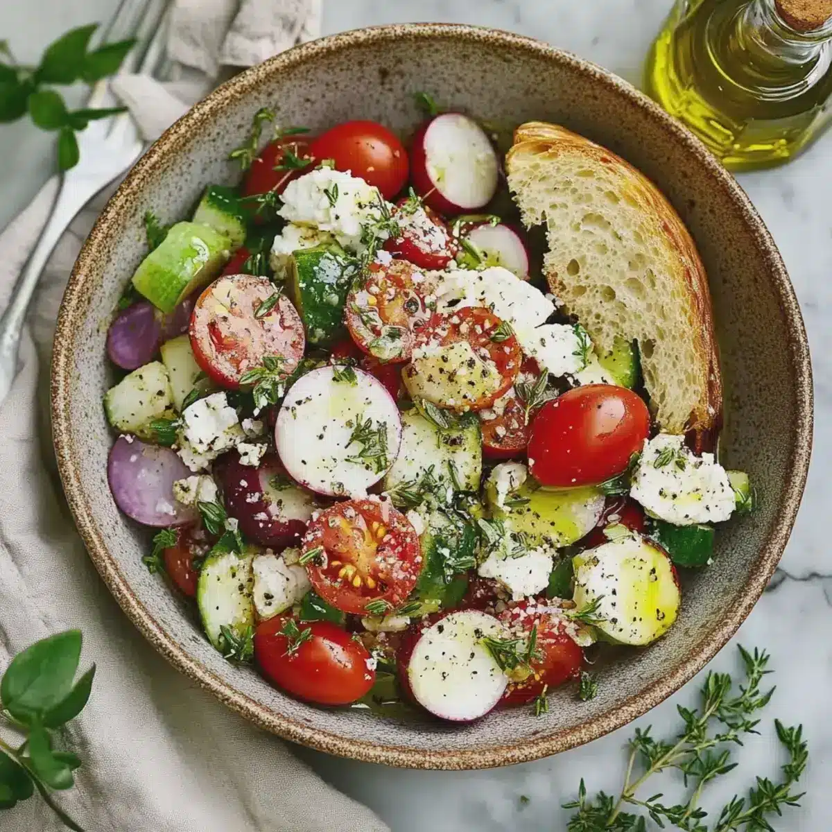 Griechischer Salat mit frischen Zutaten und einfachem Dressing 2 Griechischer Salat
