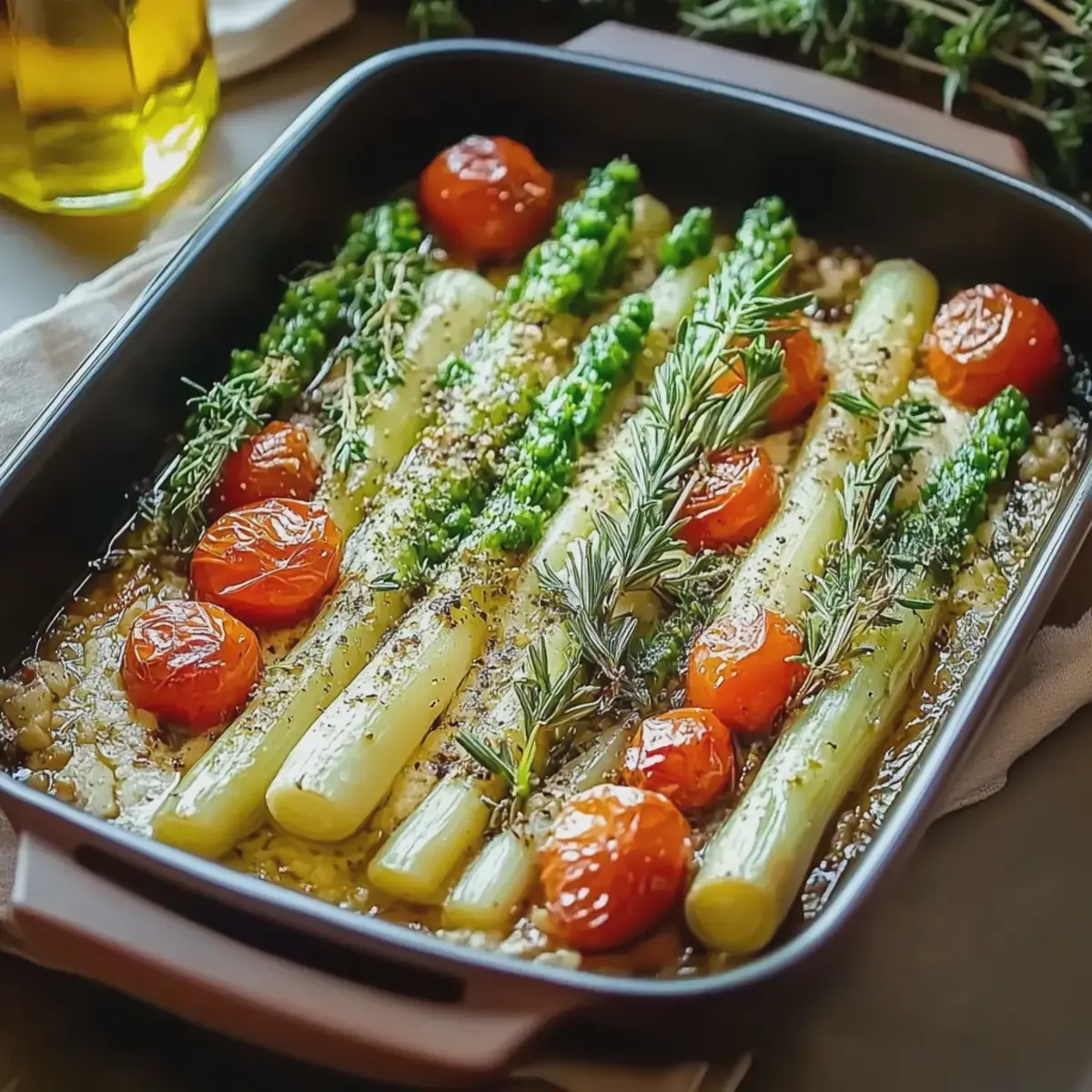 Grüner Spargel im Ofen