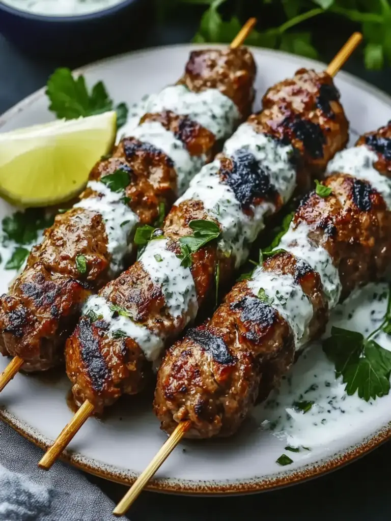 Hackfleischspieße mit Kräuterjoghurt