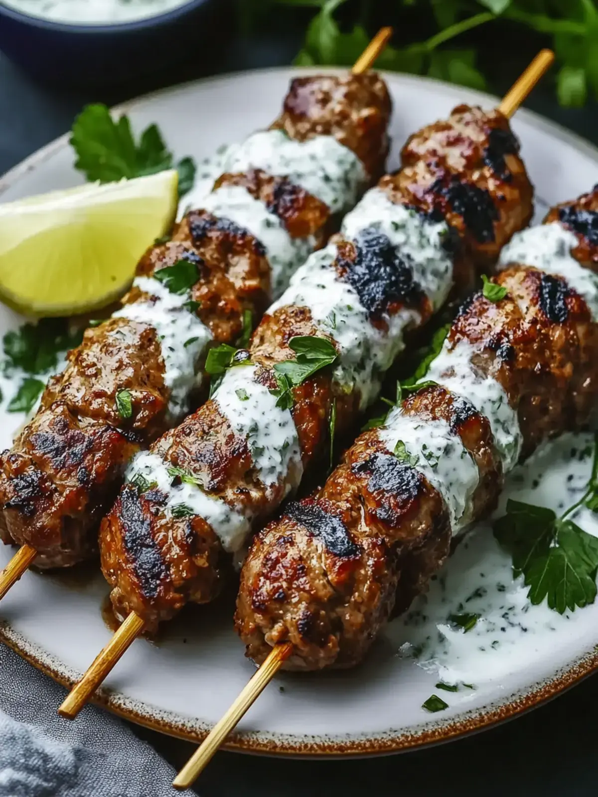 Hackfleischspieße mit Kräuterjoghurt