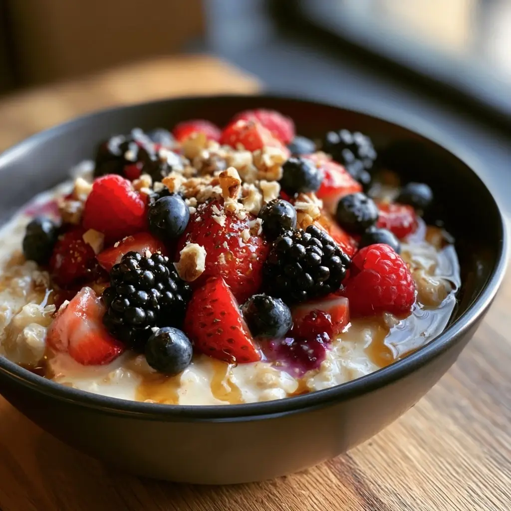 Haferflocken Beeren Frühstücks Bowl