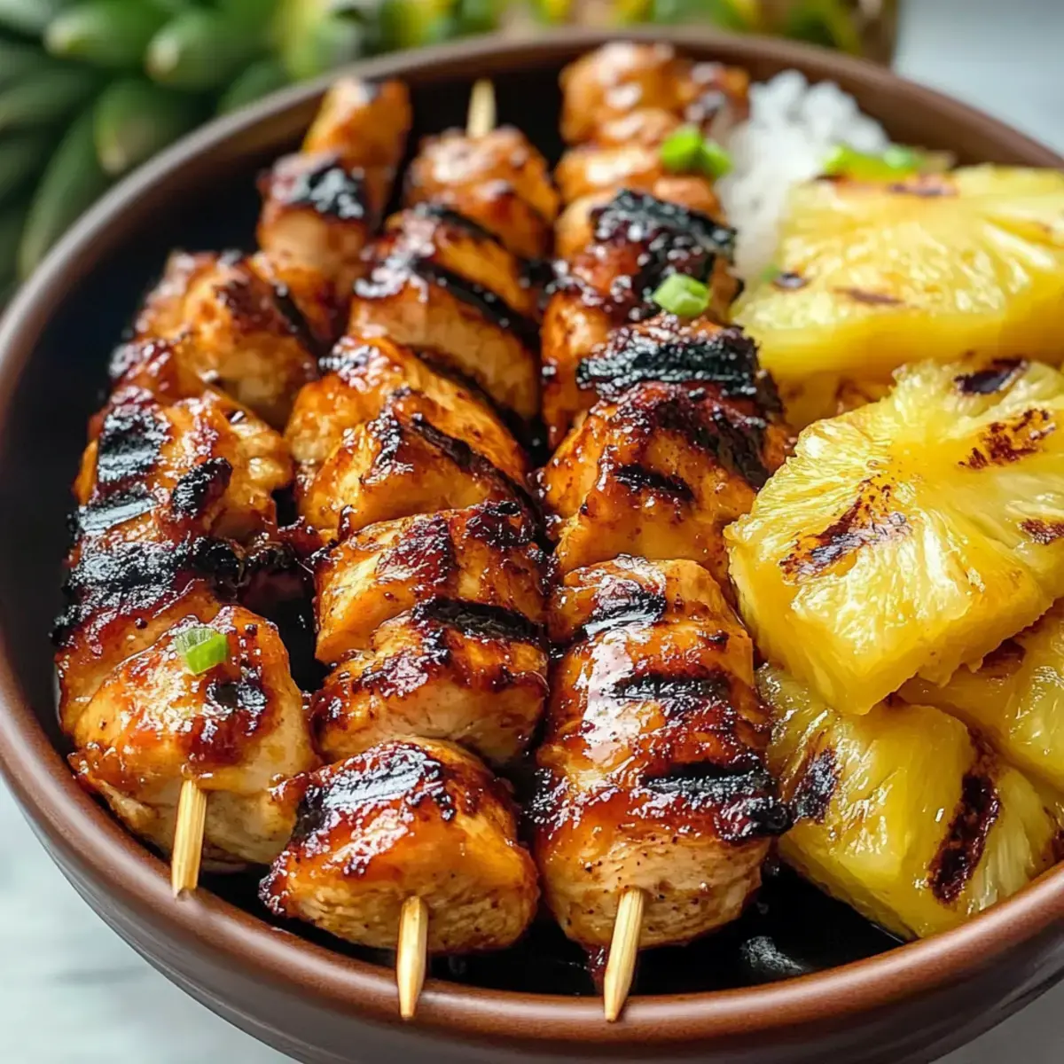 Hawaiianische Hähnchen-BBQ-Spieße