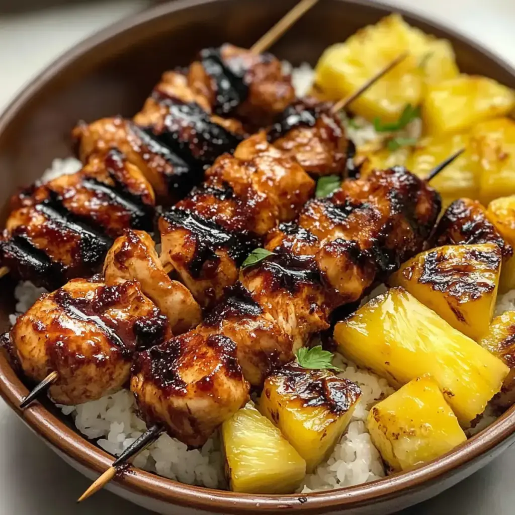 Hawaiianische Hähnchen-BBQ-Spieße