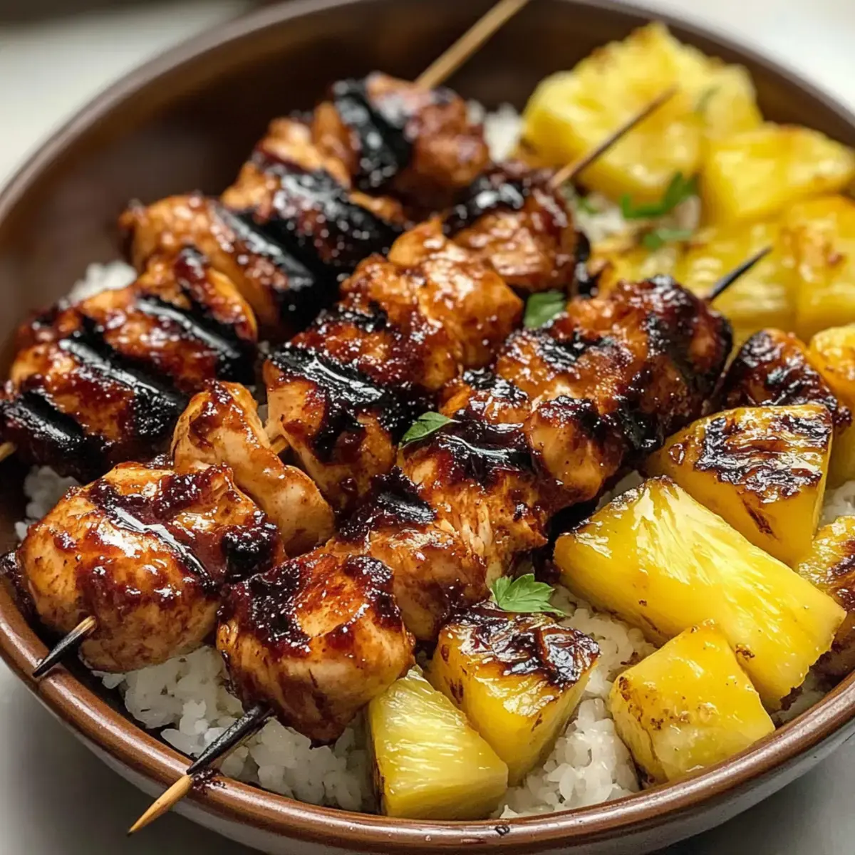 Hawaiianische Hähnchen-BBQ-Spieße
