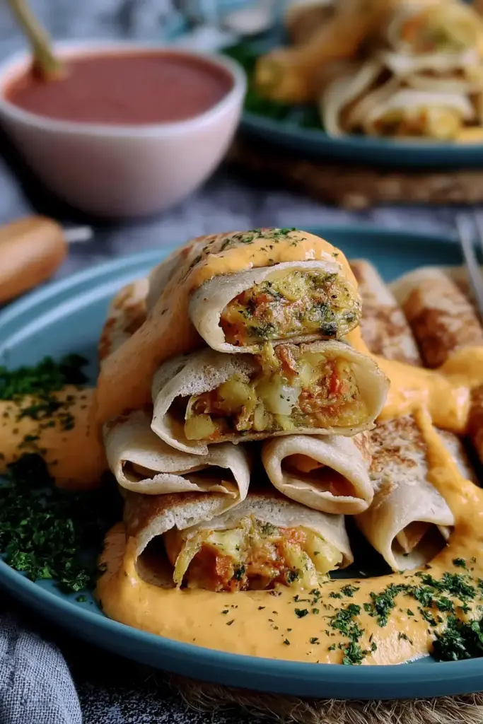 Herzhafte Crepes mit Gemüsefüllung