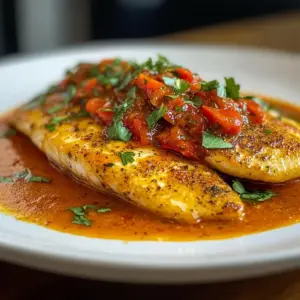 Herzhafter Tilapia in würziger gerösteter Paprikasauce